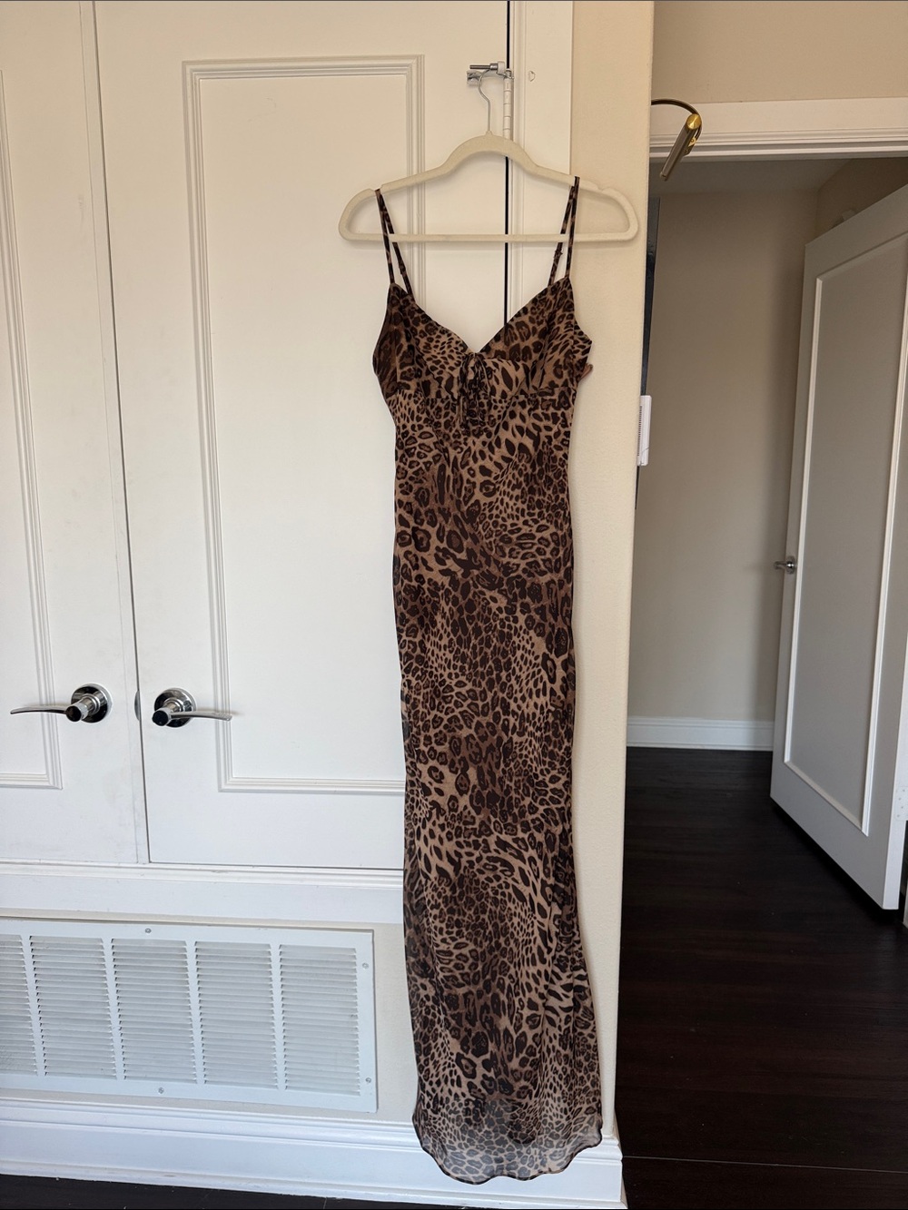 superdown Brown Leopard Print Maxi Dress